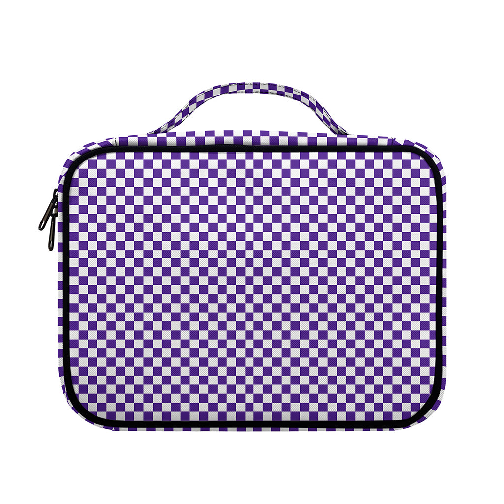 Purple And White Checkered Pattern Print Briefcase Bible Bag
