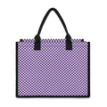 Purple And White Checkered Pattern Print Canvas Tote Bag