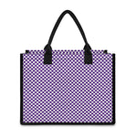 Purple And White Checkered Pattern Print Canvas Tote Bag