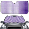 Purple And White Checkered Pattern Print Car Windshield Sun Shade