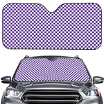 Purple And White Checkered Pattern Print Car Windshield Sun Shade