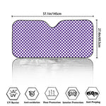 Purple And White Checkered Pattern Print Car Windshield Sun Shade