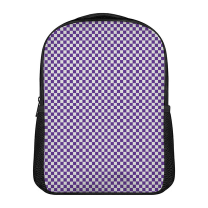 Purple And White Checkered Pattern Print Casual Backpack