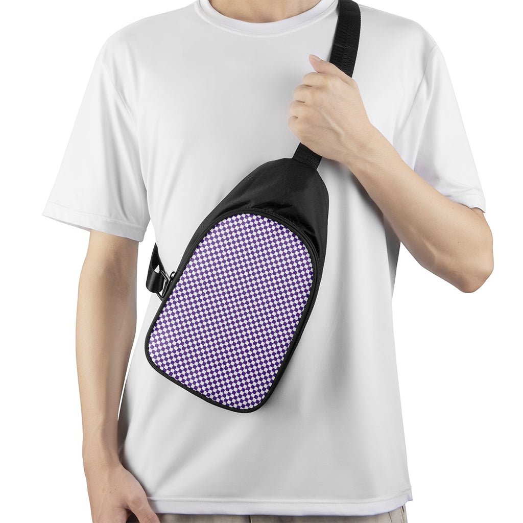 Purple And White Checkered Pattern Print Chest Bag