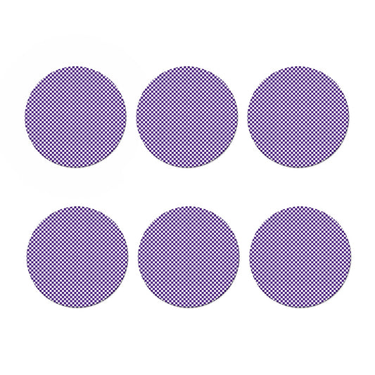 Purple And White Checkered Pattern Print Coaster Set