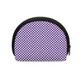 Purple And White Checkered Pattern Print Coin Purse