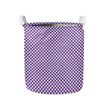 Purple And White Checkered Pattern Print Collapsible Laundry Basket