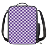 Purple And White Checkered Pattern Print Crossbody Lunch Bag