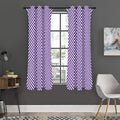 Purple And White Checkered Pattern Print Grommet Curtain Panels