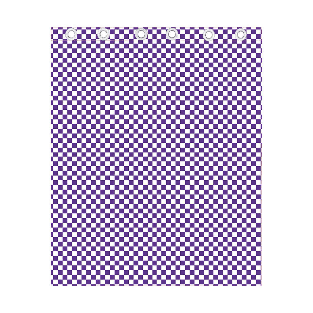 Purple And White Checkered Pattern Print Curtain