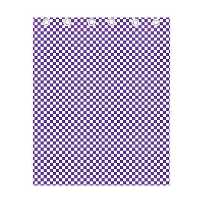 Purple And White Checkered Pattern Print Curtain