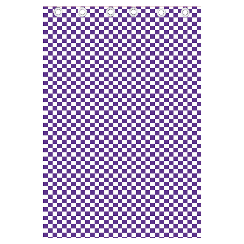 Purple And White Checkered Pattern Print Curtain