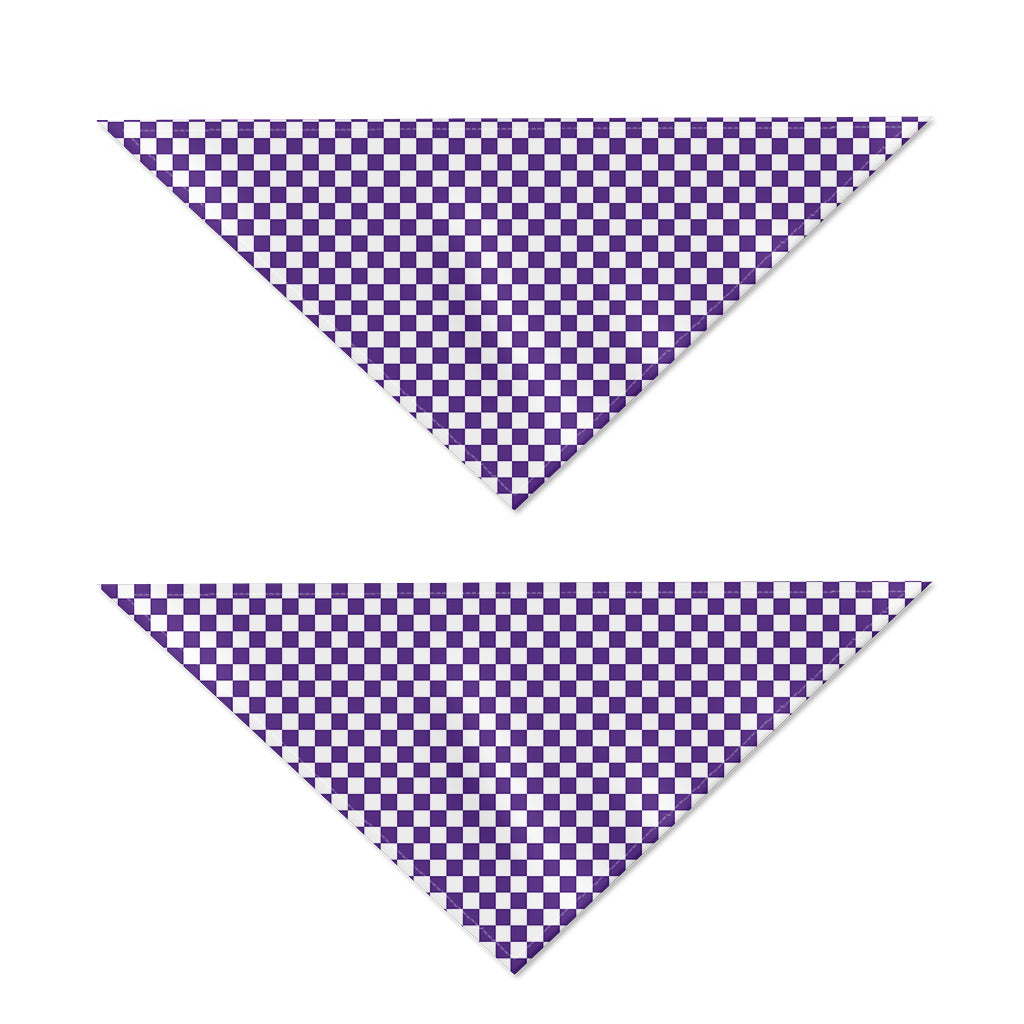 Purple And White Checkered Pattern Print Dog Bandana