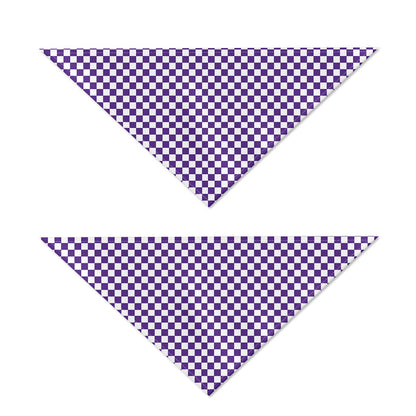 Purple And White Checkered Pattern Print Dog Bandana