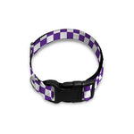 Purple And White Checkered Pattern Print Dog Collar
