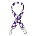 Purple And White Checkered Pattern Print Dog Seat Belt