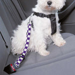 Purple And White Checkered Pattern Print Dog Seat Belt