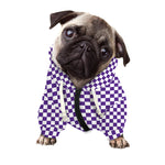 Purple And White Checkered Pattern Print Dog Zip Up Hoodie