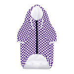 Purple And White Checkered Pattern Print Dog Zip Up Hoodie