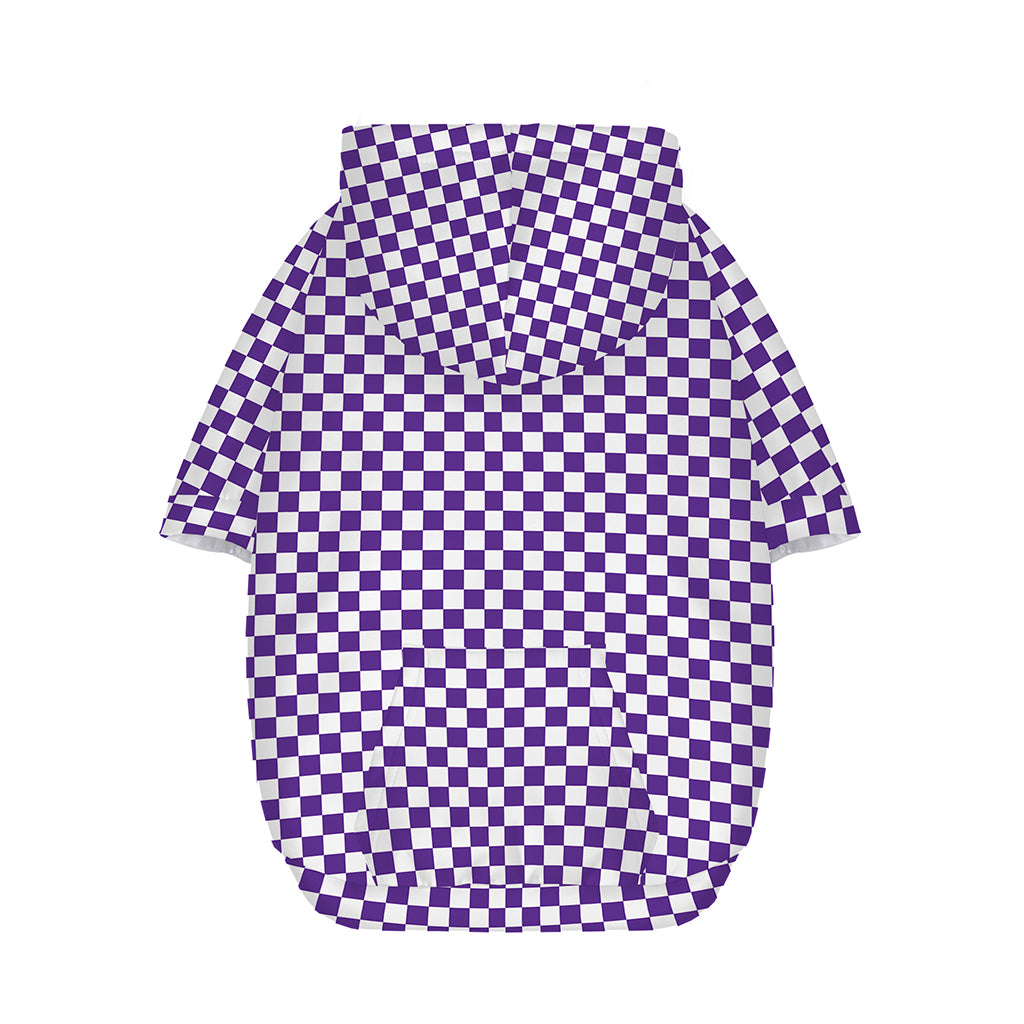 Purple And White Checkered Pattern Print Dog Zip Up Hoodie