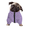 Purple And White Checkered Pattern Print Dog Zip Up Jacket
