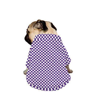 Purple And White Checkered Pattern Print Dog Zip Up Jacket