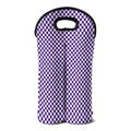 Purple And White Checkered Pattern Print Double Neoprene Wine Tote