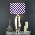 Purple And White Checkered Pattern Print Drum Lamp Shade