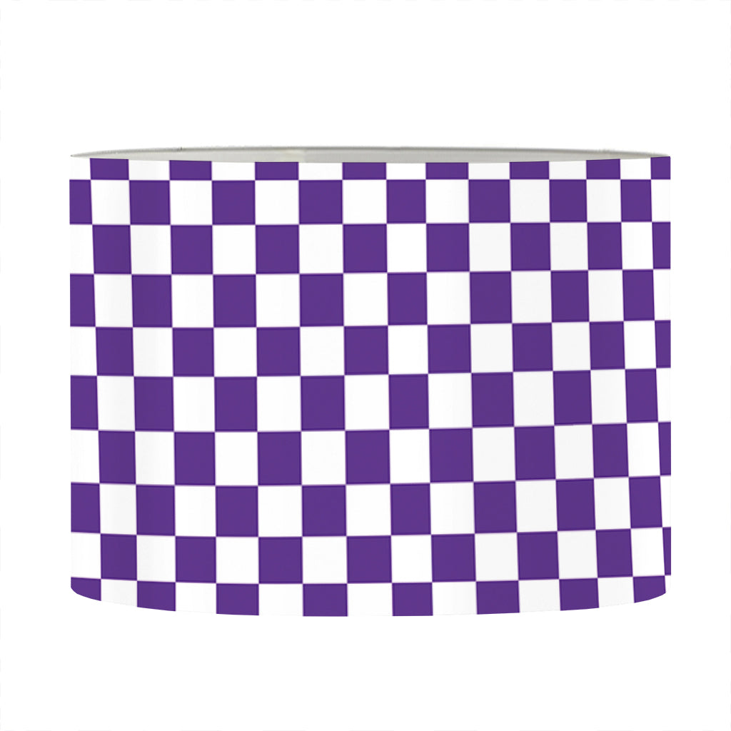 Purple And White Checkered Pattern Print Drum Lamp Shade