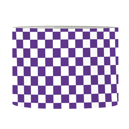 Purple And White Checkered Pattern Print Drum Lamp Shade