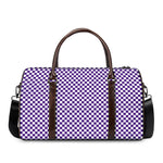 Purple And White Checkered Pattern Print Duffle Bag
