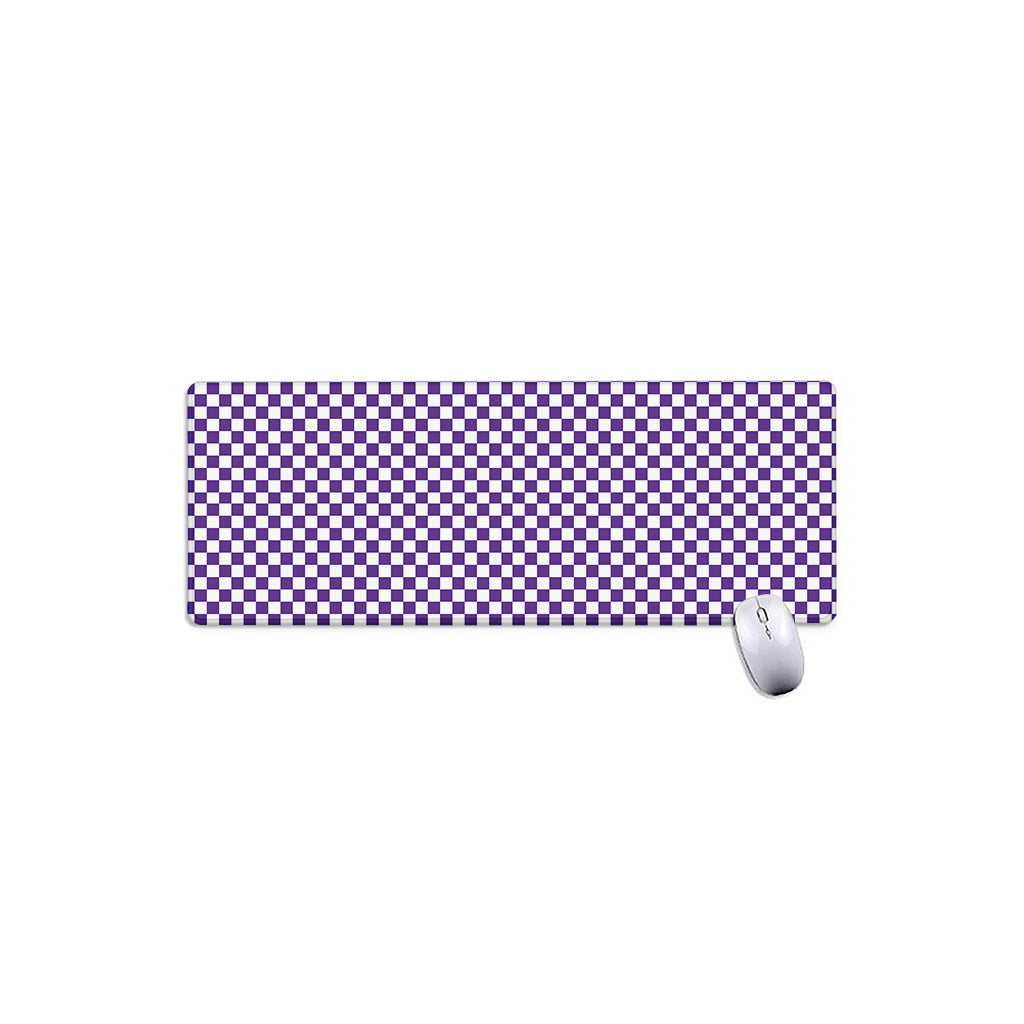 Purple And White Checkered Pattern Print Extended Mouse Pad