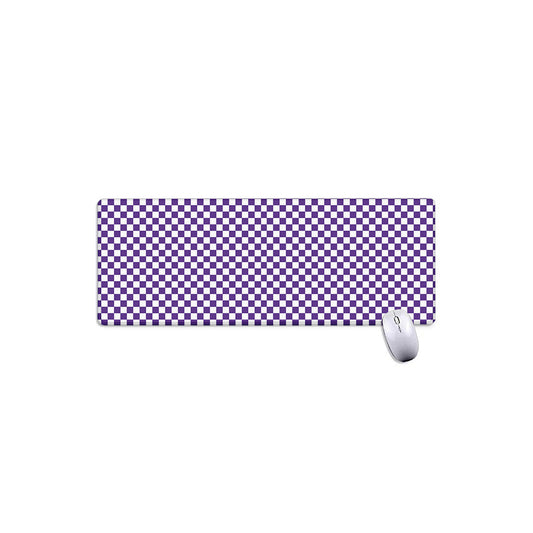 Purple And White Checkered Pattern Print Extended Mouse Pad