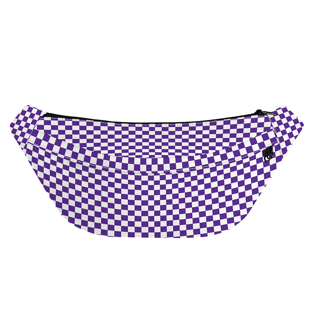 Purple And White Checkered Pattern Print Fanny Pack