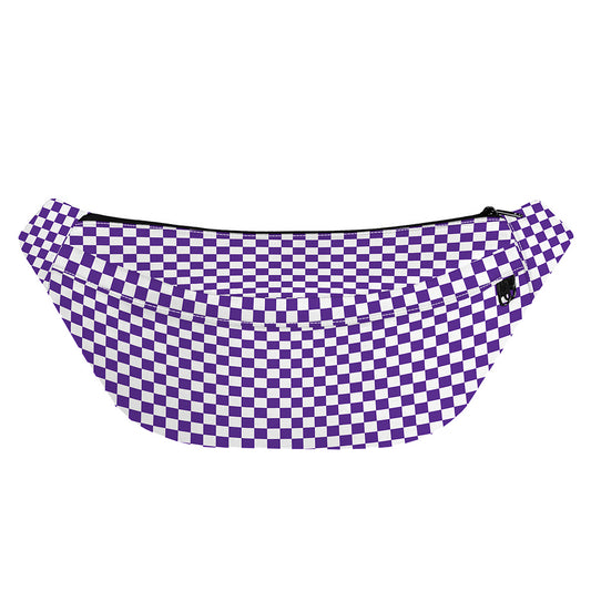 Purple And White Checkered Pattern Print Fanny Pack