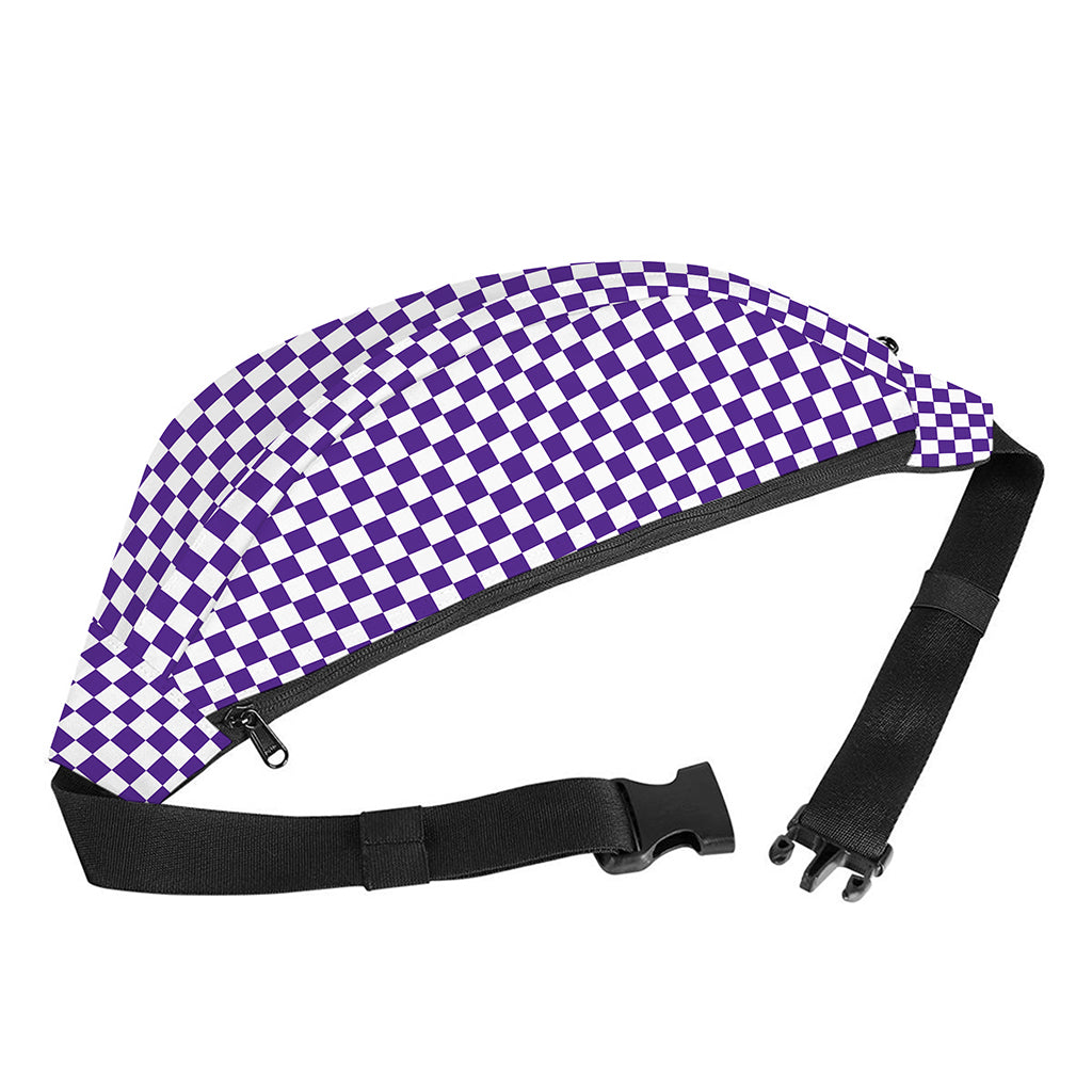 Purple And White Checkered Pattern Print Fanny Pack