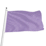Purple And White Checkered Pattern Print Flag