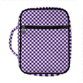 Purple And White Checkered Pattern Print Front Pocket Bible Bag
