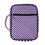 Purple And White Checkered Pattern Print Front Pocket Bible Bag