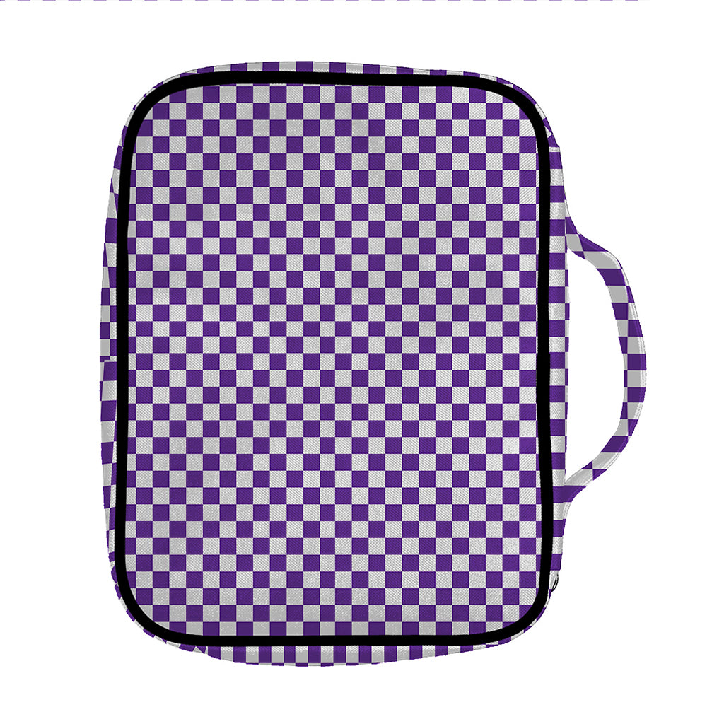 Purple And White Checkered Pattern Print Front Pocket Bible Bag