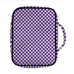 Purple And White Checkered Pattern Print Front Pocket Bible Bag