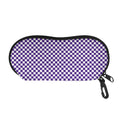 Purple And White Checkered Pattern Print Glasses Case