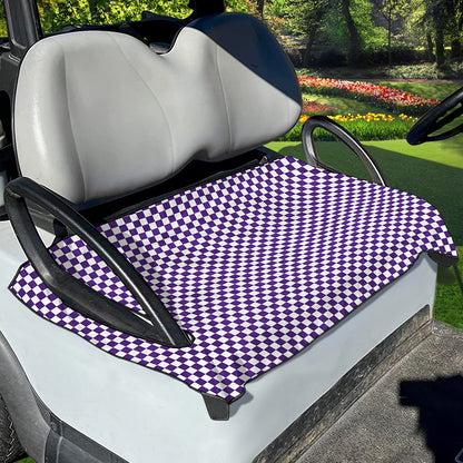 Purple And White Checkered Pattern Print Golf Cart Seat Cover
