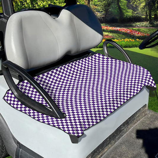 Purple And White Checkered Pattern Print Golf Cart Seat Cover