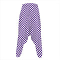 Purple And White Checkered Pattern Print Hammer Pants