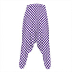 Purple And White Checkered Pattern Print Hammer Pants