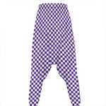 Purple And White Checkered Pattern Print Hammer Pants