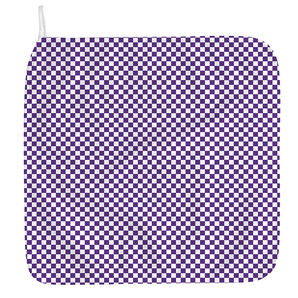 Purple And White Checkered Pattern Print Hand Towel