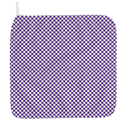 Purple And White Checkered Pattern Print Hand Towel
