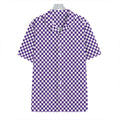 Purple And White Checkered Pattern Print Hawaiian Shirt
